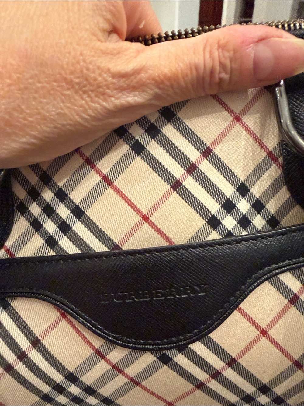 Burberry Beige Plaid Tote with Black Trim - Picture 13 of 13